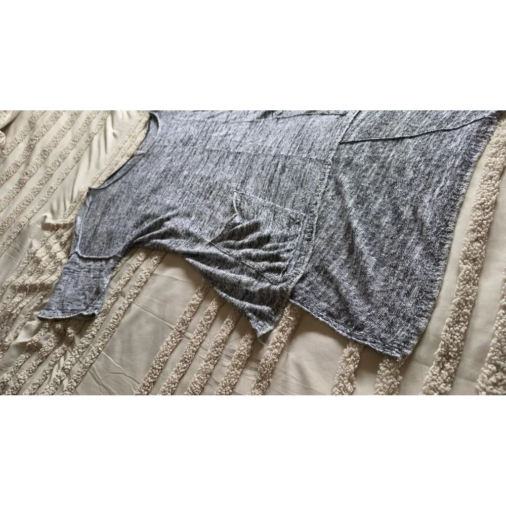 Women’s L Gray Boho Hi Low Tunic Dress Oversized Beach Cover Up Linen Resort